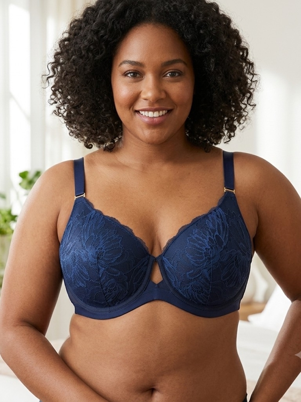 NWT Soma Intimates Lightly Lined Lace Perfect Coverage Navy Bra 36DD